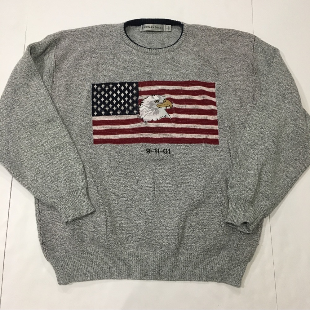 Throwback American Flag Eagle Sweater Size L - image 1